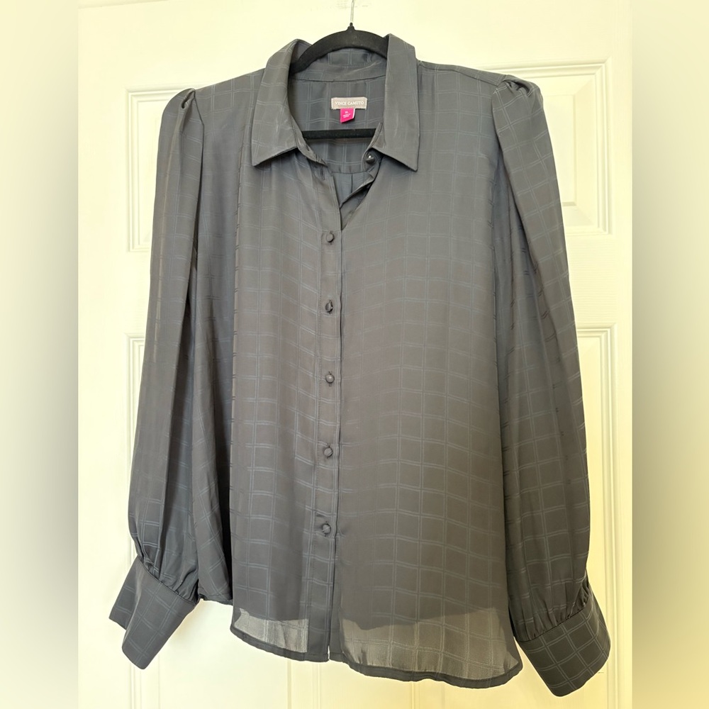 Vince Camuto Navy Button-Down Blouse